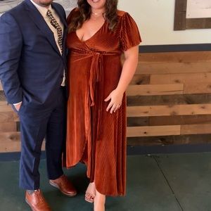 Baltic Born Ribbed Wrap dress- Rust Color